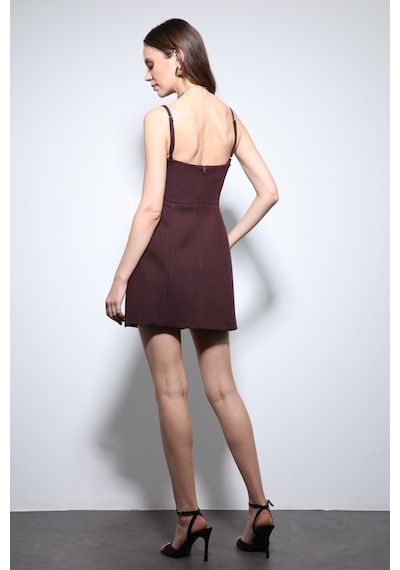 Antioch Askılı Mini Elbise Bordo