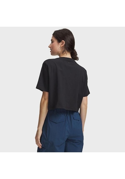 Under Armour Scriptheart Crop Kadın Siyah Polo Yaka Tişört