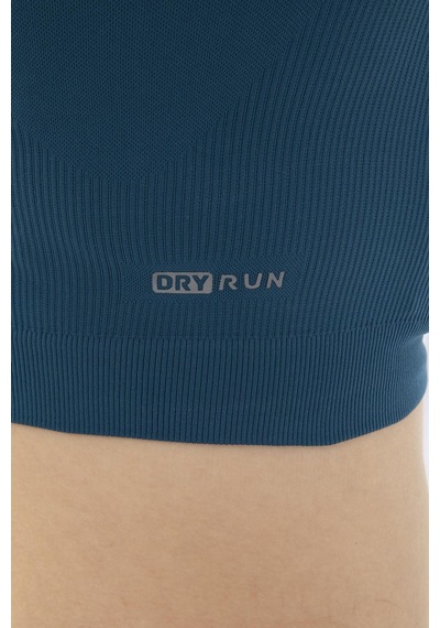 Maraton Active Slimfit Kadın Bisiklet Yaka Uzun Kol Training Mavi Crop Top 816005 Mavi