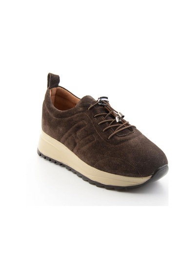 Bambi Kahve Süet Hakiki Deri Kadın Sneaker K01756709302