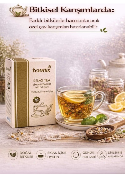 Relax Tea Limon Kokulu Melisa Çayı Bitkisel Karışımlı Çay 60 G 30 Süzen Poşet