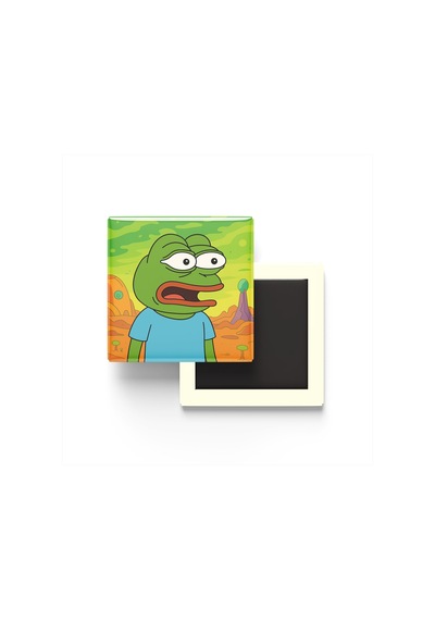 Pepe The Frog - 9x9 Cm Baskılı Kare Buzdolap Magneti