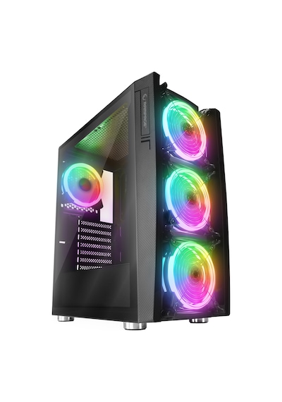 Rampage Hacker 650 W 80+ Bronze 4 x RGB Auto Fan ATX Mid-Tower Gaming Oyuncu Kasası