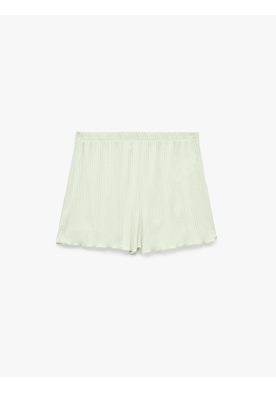 Koton Beli Lastikli Modal Kumaş Kaşkorse Şort Pijama Altı Yeşil 6slk80056mk