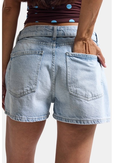 Kadın Ice 4s6-3 Mini Boy Kemer Detaylı Denim Şort Ice Rengi