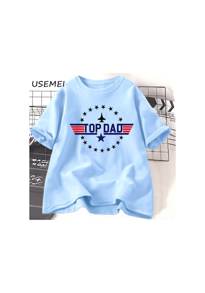Flood Of Style Üst Baba T-shirt Casaul Pamuk Babalar Günü Hediyesi Baba Erkek Tasarımcı T Shirt Erkek Moda K Mavi