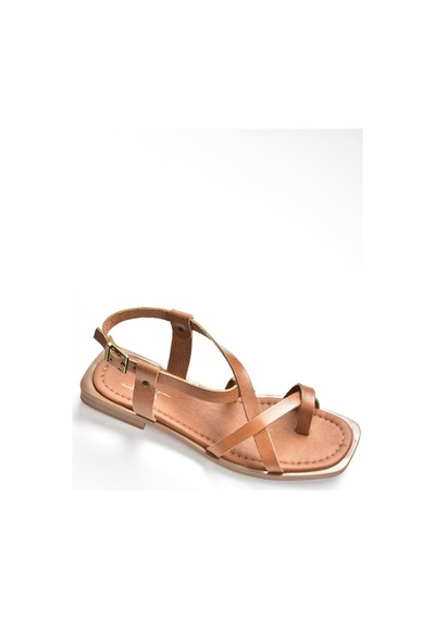 Fox Shoes Taba Hakiki Deri Parmak Arası Kadın Sandalet M291841203