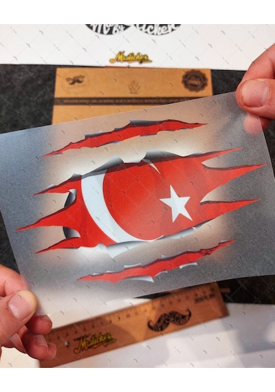 Bay Etiket Rfhlm66 Reflektif Yirtik Metal Desenli Ay Yildiz Etike