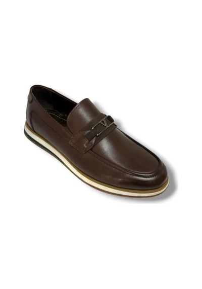 Castle Black Ac31330-1 Hakiki Deri Silikon Anatomik Taban Loafer Erkek Ayakkabı Kahverengi