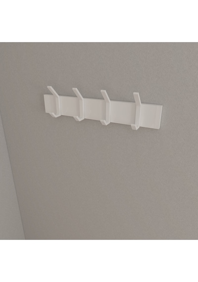 Hepsi3boyutlu Modern Duvar & Kapı Kanca Askılık - 4 Adet Beyaz Kanca Askılık - Model No : 1 Beyaz