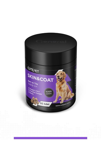 Cutepet Skin & Coat Köpek Deri Ve Tüy Sağlığı Tableti 60 Adet Omega 3-6-9, Biotin Ve Kolajen Destekli