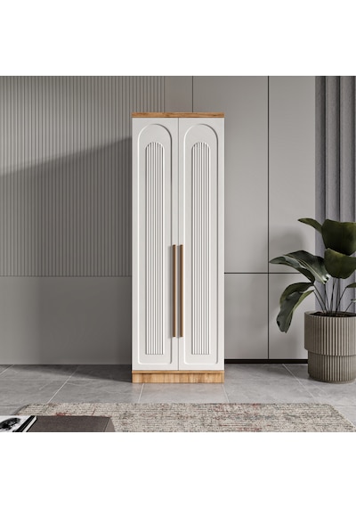 Flora 2 Kapaklı Komple Mdf Gardırop - Elbise Dolabı