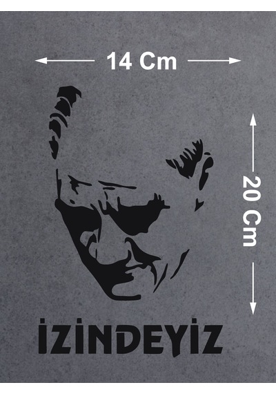 Atam İzindeyiz Atatürk Silüet Sticker - Araba Oto Motosiklet Karavan Cam Sticker - 00235 20x14 Cm