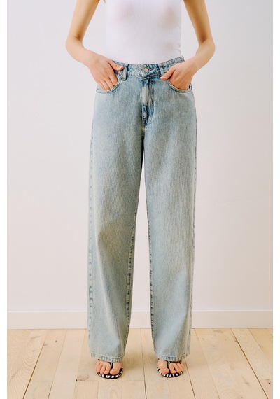 Manuka Çizgili Denim Straıght Pantolon Açık Mavi Ss26pnt00025-03