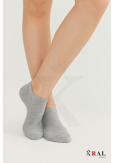 Kral Socks Kadın - Erkek 8 Li - 8 Çift Pamuklu Terletmez Yazlık Görünmez Çorap Seti Gri