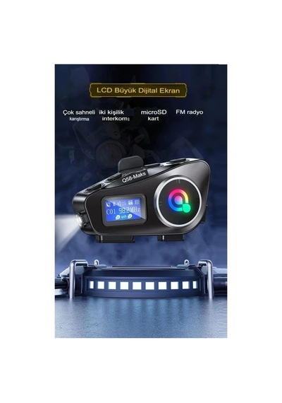 Jenerik Q58-max Radyolu 2 Kişi Bağlantılı Bluetooth Kask Kulaklık Ekranlı Fenerli Müzik Ve Telsiz In