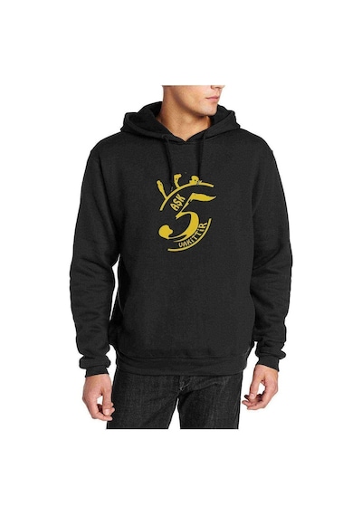 Aşk 5 Vakittir Baskılı Siyah Erkek Örme Kapşonlu Sweatshirt