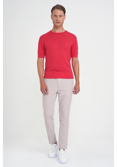 Efor Comfort Fit Bisiklet Yaka Kısa Kol Spor Mercan Triko Tr 881 Mercan