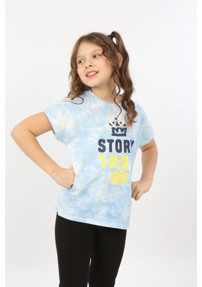 Toontoy Kids Toontoy Kız Çocuk Story Soul Baskılı Tişört Mavi