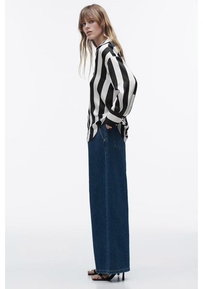 Seeh Siyah Çizgili Oversize Kadın Gömlek Sh266 Çok Renkli