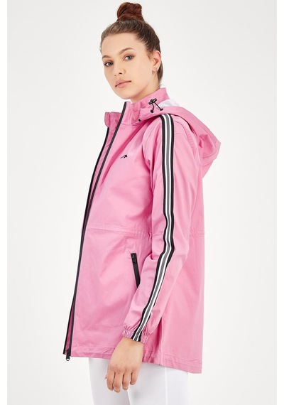 Maraton Sportswear Regular Kadın Kapşonlu Uzun Kol Basic Pembe Ceket 19353 Pembe