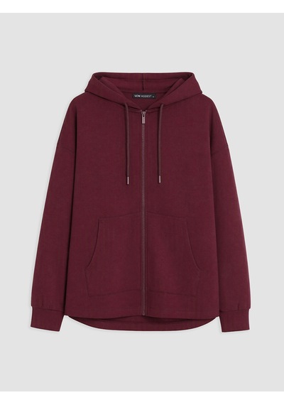 Lcw Modest Mürdüm Soft Touch Kadın Fermuarlı Sweatshirt