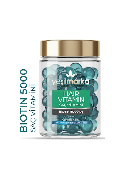 Yeşilmarka Biotin & Kafein & Çinko Saç Vitamini 30 Kapsül