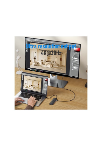 Lemorele Tc300, Type-c Çoklayıcı Hub - Çift Hdmı - 10gbps Usb 3.1 - 10 Portlu 100w Pd Şarjlı Docking Station