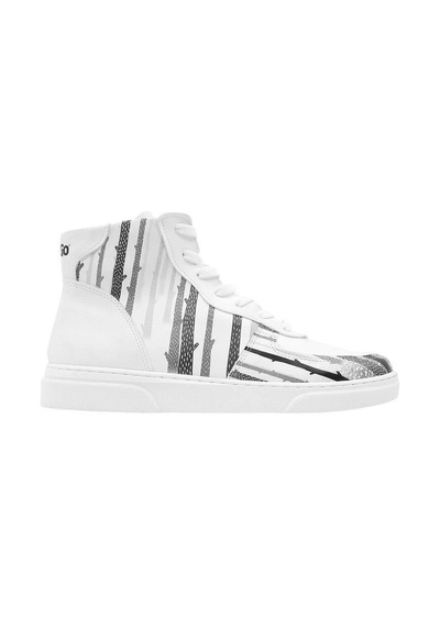 Kadın Vegan Deri Beyaz High Sneakers - You're The Colour Of My Life Tasarım Çok Renkli