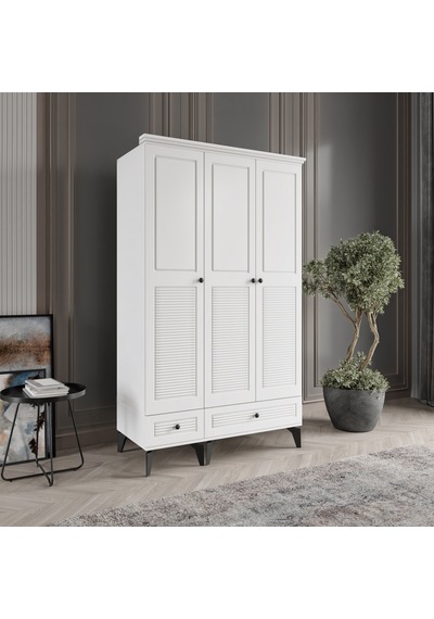 Beenal Nisa 3 Kapaklı Gardırop Dolap 120cm Beyaz-beyaz