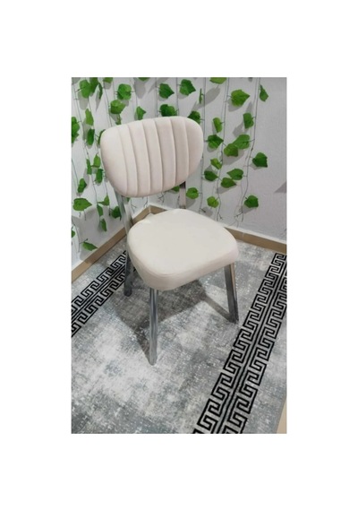 Krom Metal Ayak Elma Mutfak Salon Sandalyesi Kafe Restoran Sandalyesi Metal Sandalye Bej