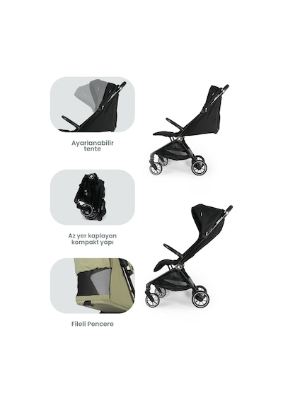 Kanz Bold Autofold Kabin Boy Bebek Arabası Ironblack
