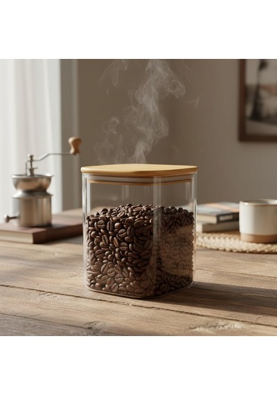 10x15 Cm Bambu Kapaklı Kare Cam Saklama Kavanozu - Vakumlu Uzun Boy Şeffaf Erzak Kabı Bakliyat Ve Kuruyemiş Saklama Kutusu Mutfak Düzenleyici Organizatör Çok Renkli