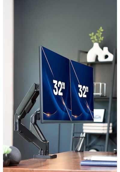 17-32 Çift Kollu Monitör Kolu Vesa Uyumlu Tam Hareketli 9+9 Kg Taşıma Kapasiteli Monitör Standı