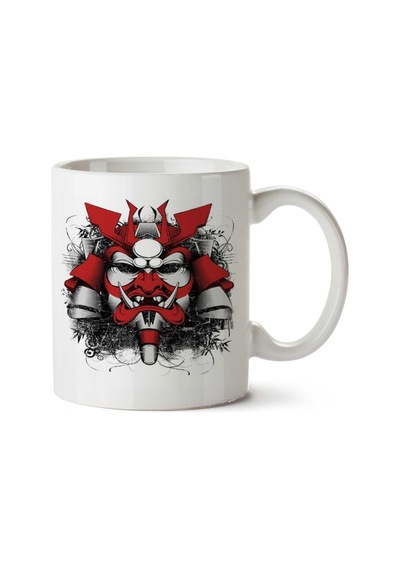 Samurai Kafa Renkli İki Tarafı Baskılı Kupa Bardak Çok Renkli