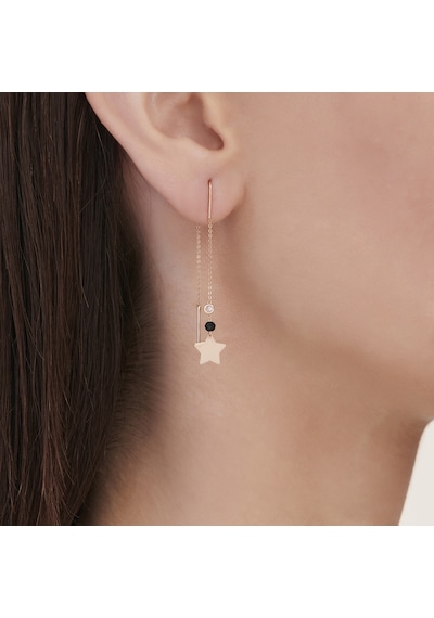 Altınbaş Pırlanta Spinel Taşlı Yıldız Küpe INT146P-14K