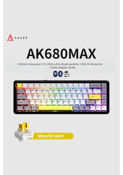 Ak680 Max Kablosuz Manyetik Switch Mekanik Oyun Klavyesi-rapid Trigger-0.125 Ms Gecikme