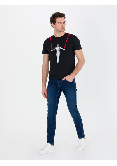 Siyah Bisiklet Yaka Slim Fit T-shirt