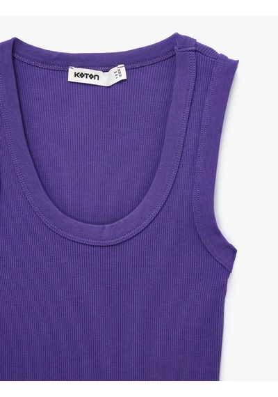 Koton Pamuklu U Yaka Slim Fit Atlet Mor 6sak10269ek