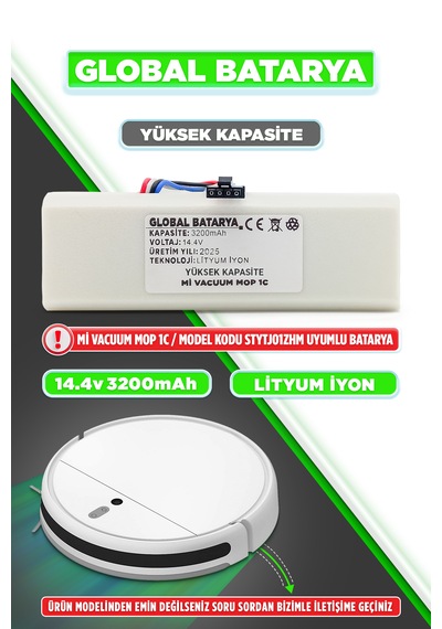 Xiaomi Mi Vacuum Mop 1c 2in1 Batarya 3200mah Yüksek Kapasite