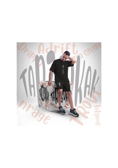 Unisex Şort Takım Ny Ci Ty Letter Graphic Drawstring Waist Siyah