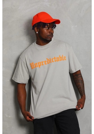Wear Vexel Erkek Baskılı T-shirt Kısa Kol Bisiklet Yaka Regular Fit Tişört - Gri Çok Renkli