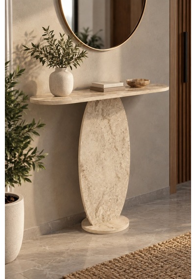 Sulorahome Modern Traverten Dresuar Konsol Masası
