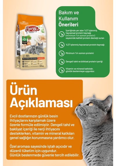 Energy Somonlu Kısırlaştırılmış Kedi Maması - 15 Kg