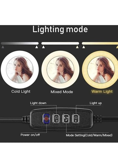 Youtuber 10 Inç Led Tripod Işıklı Telefon Tutucu Makyaj Işığı Ring Light