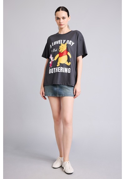 Defacto Disney Winnie The Pooh Ve Piglet Baskılı Oversize Bisiklet Yaka Kısa Kollu Tişört I5445ax26hsar191 Antrasit-ar191