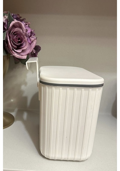 Makri Home Askılı Çöp Kovası- Beyaz- Çift Yönlü Kapaklı - 8 Litre Beyaz