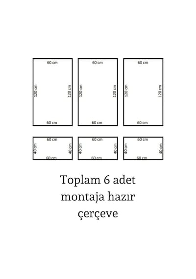 Dekoratif Boyanabilir 2,5 Cm Duvar Çıtası 6 Adet Hazır Çerçeve Paketi Bej Çok Renkli