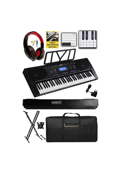 Midex Ps-4500ks Tuş Hassasiyetli 61 Tuşlu Org Lcd Ekran Usb Mp3 Stand Kulaklık Çanta Notalık Adaptör