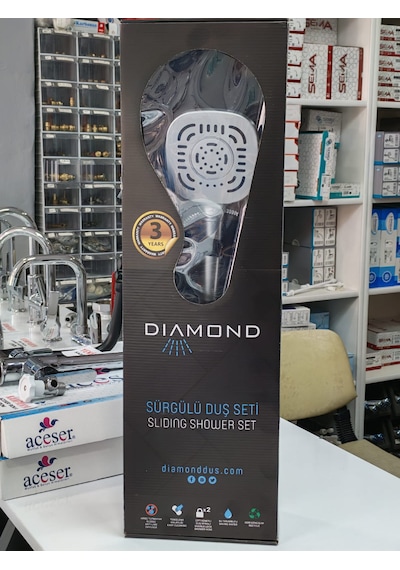 Diamond Coral Antrasit Krom Sürgülü Duş Seti